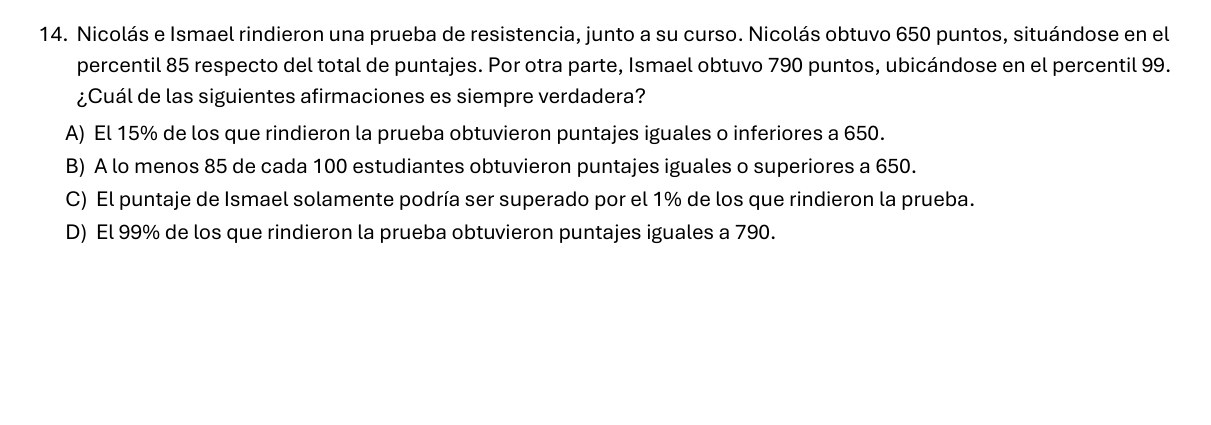 Enunciado original de la pregunta 14