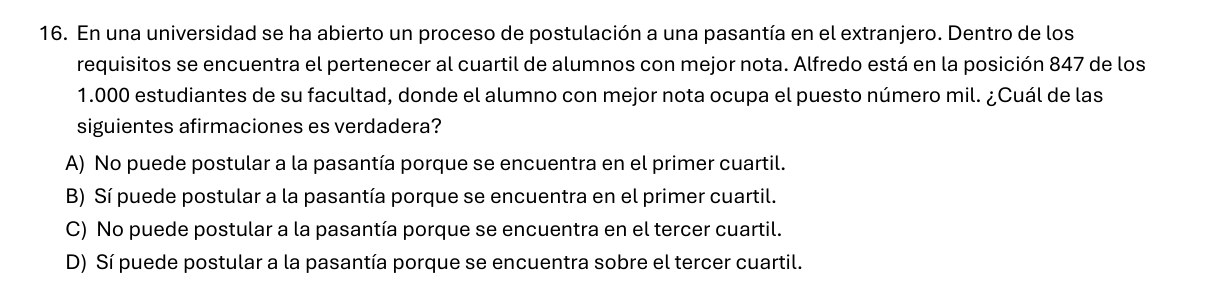 Enunciado original de la pregunta 16