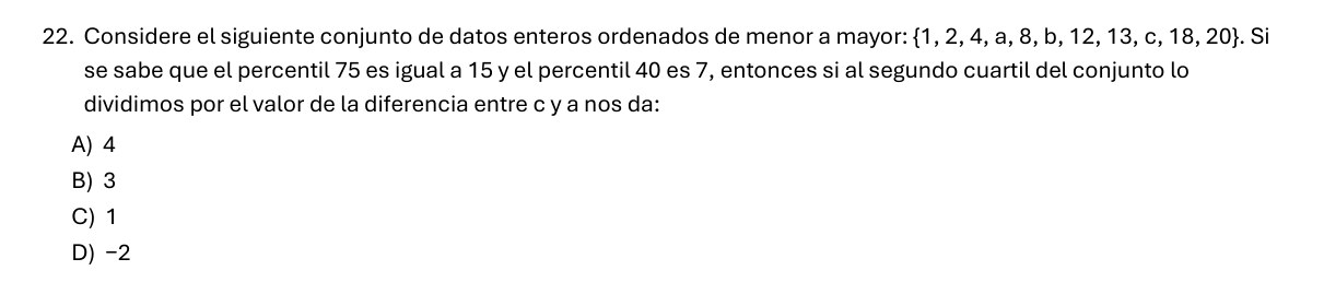 Enunciado original de la pregunta 22